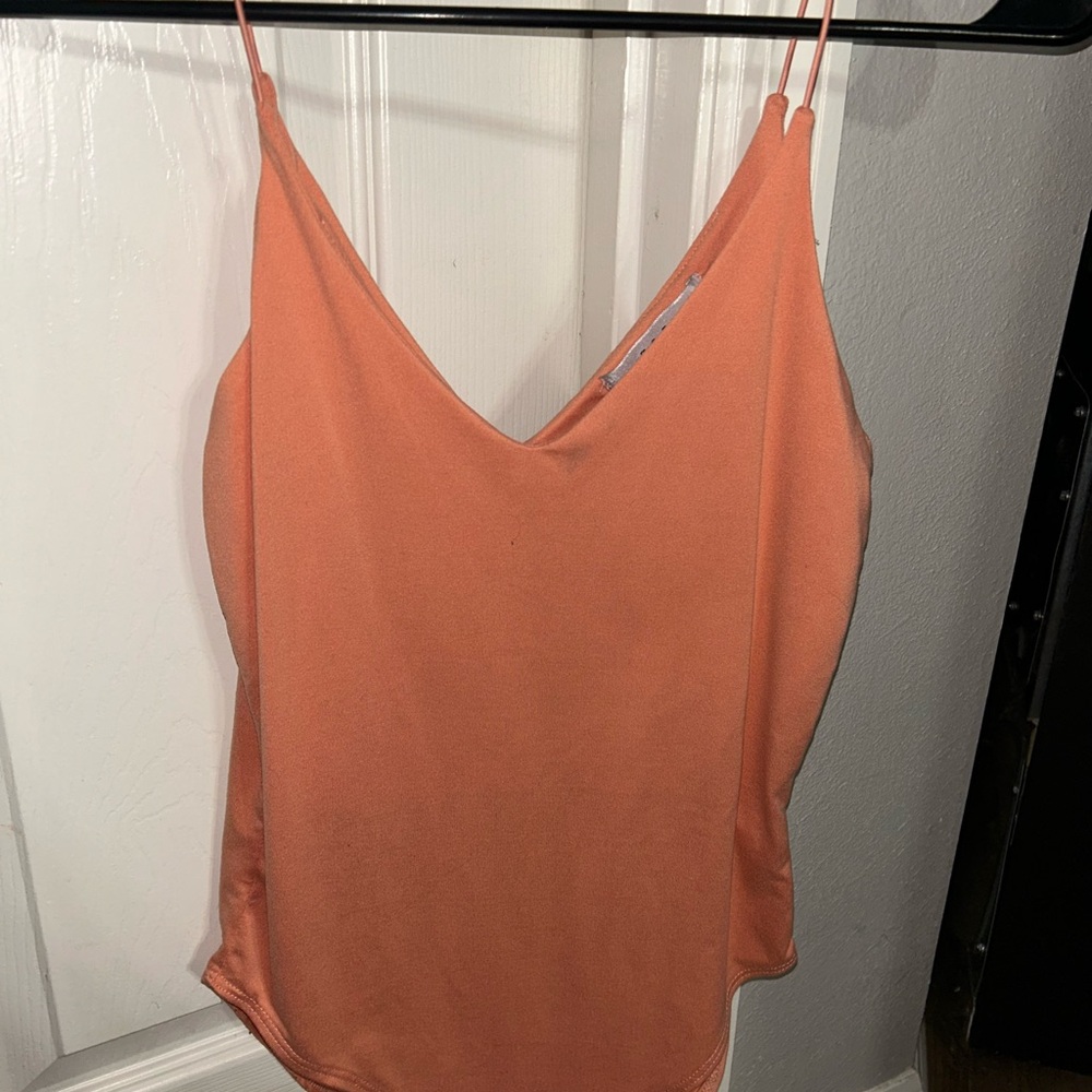 Gaze Orange Sleeveless Fitted Bodysuit